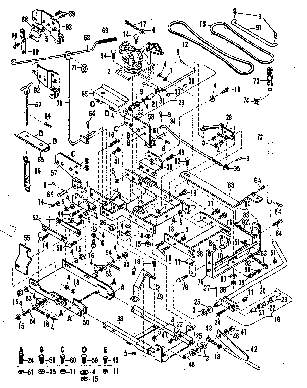 Main Frame Diagram and Parts List for 84224062  Craftsman Snow Blower