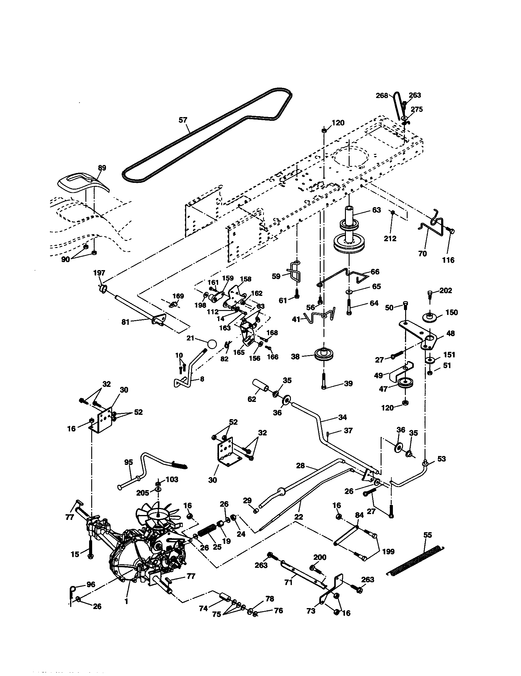 Drive Diagram and Parts List for 917277360  Craftsman Lawn Tractor