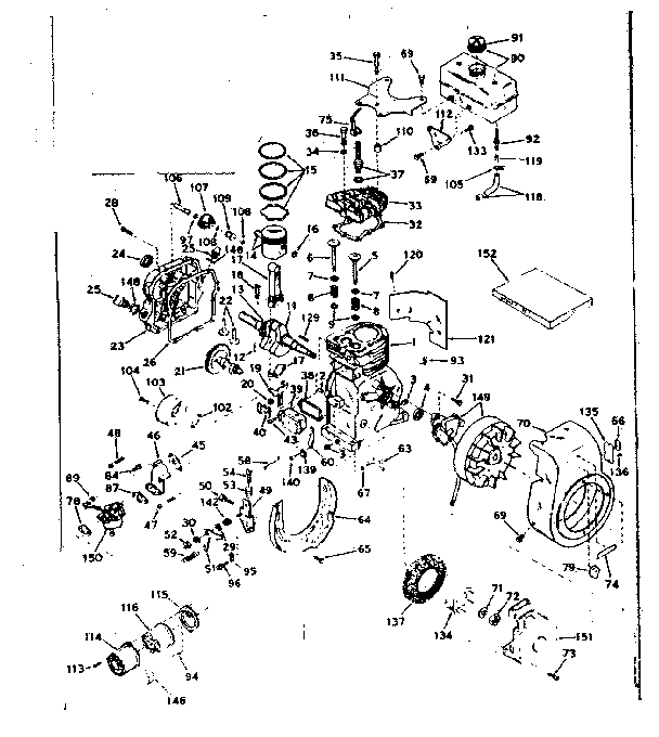 Basic Engine Diagram and Parts List for 143584032  Craftsman Engine