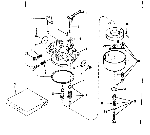 Carburetor Diagram and Parts List for 143524051  Craftsman Engine