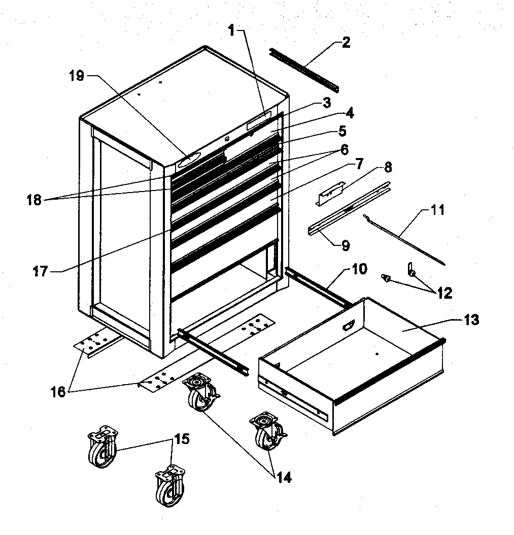 Chest Diagram and Parts List for 706619393  Craftsman Tool Stand & Cart