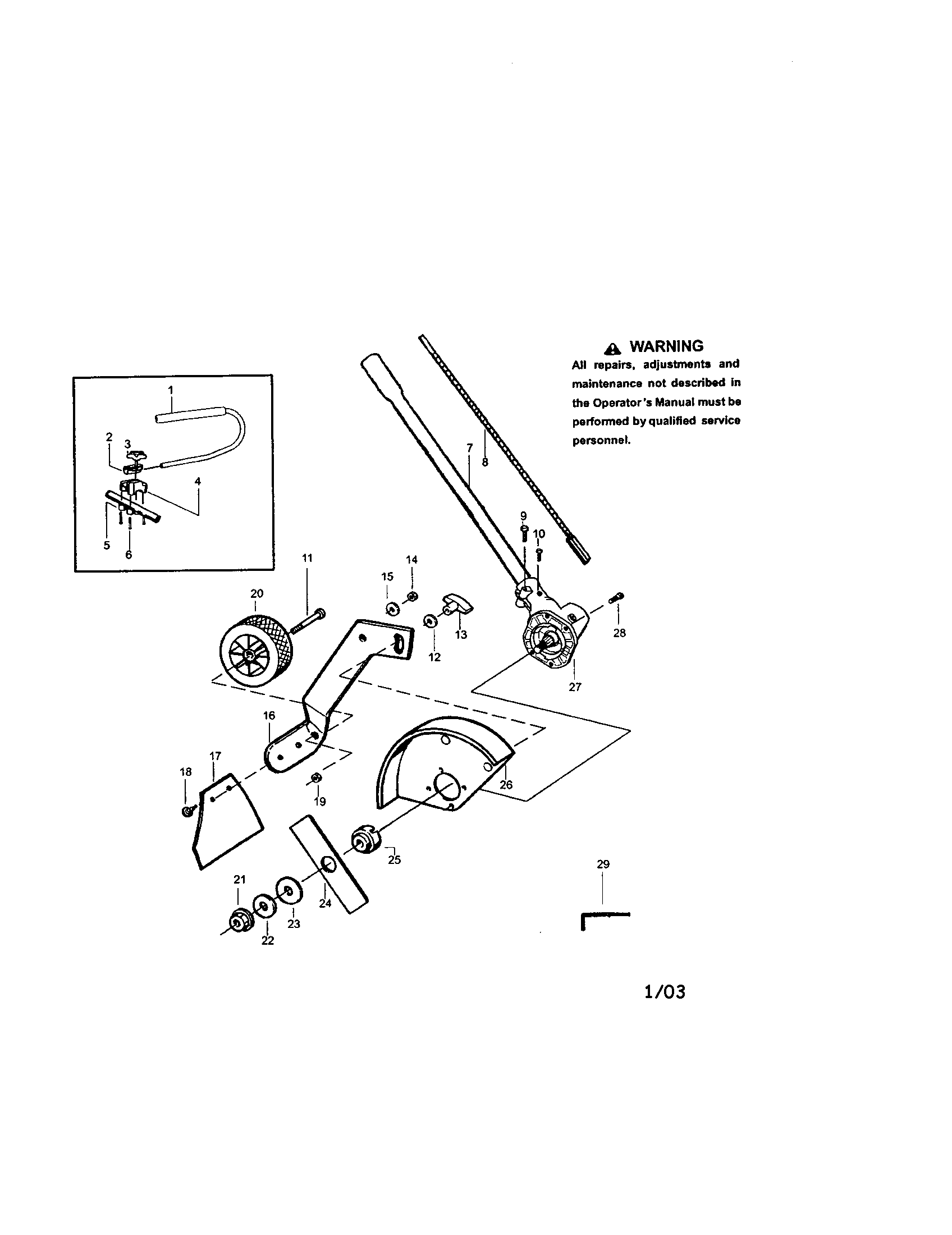 Covertible Edger Attachment Diagram and Parts List for 944511570  Craftsman Trimmer