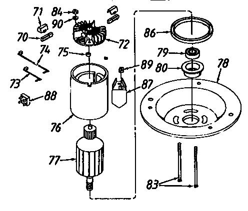 Armature Assembly Diagram and Parts List for 247370251  Craftsman Lawn Mower