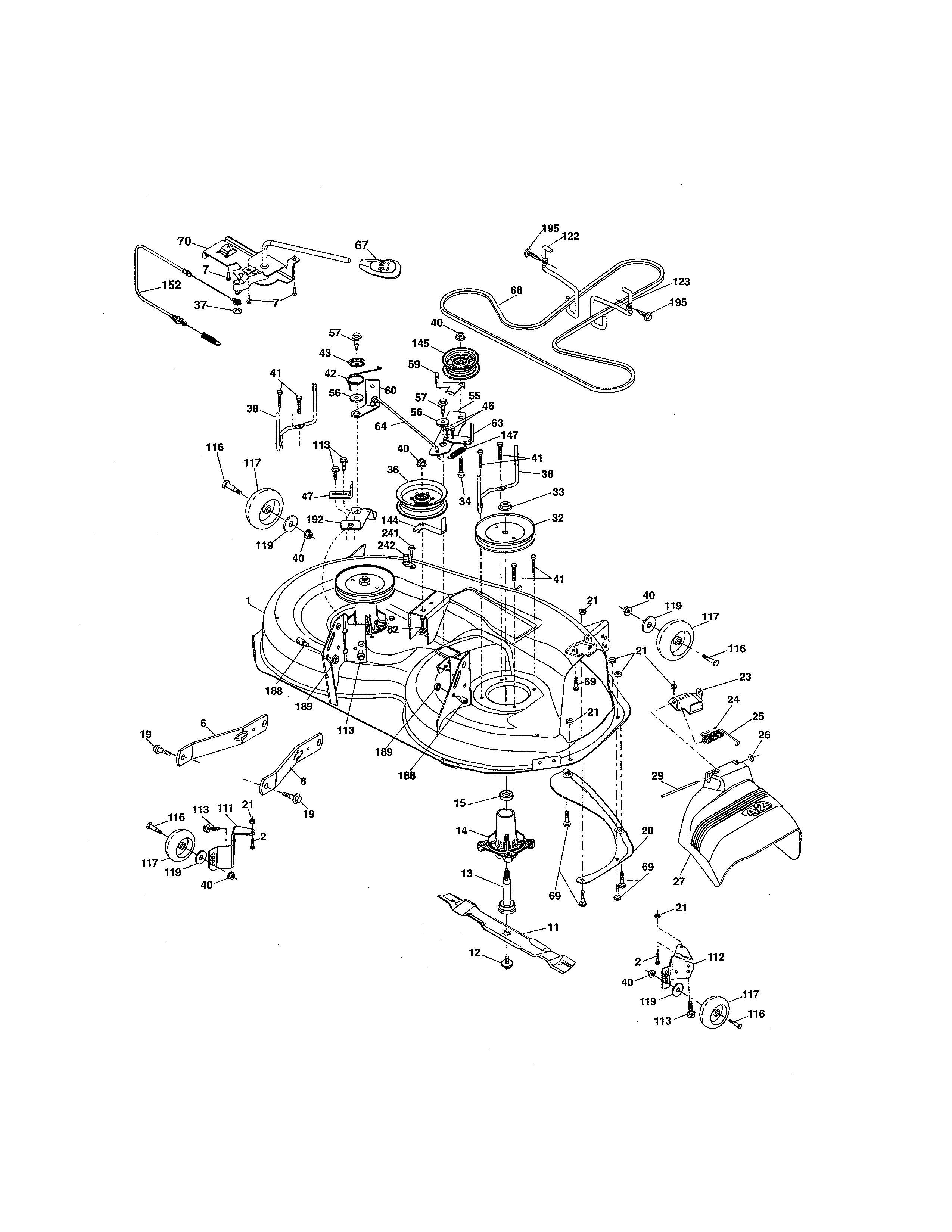Mower Deck Diagram and Parts List for 917273980  Craftsman Lawn Tractor