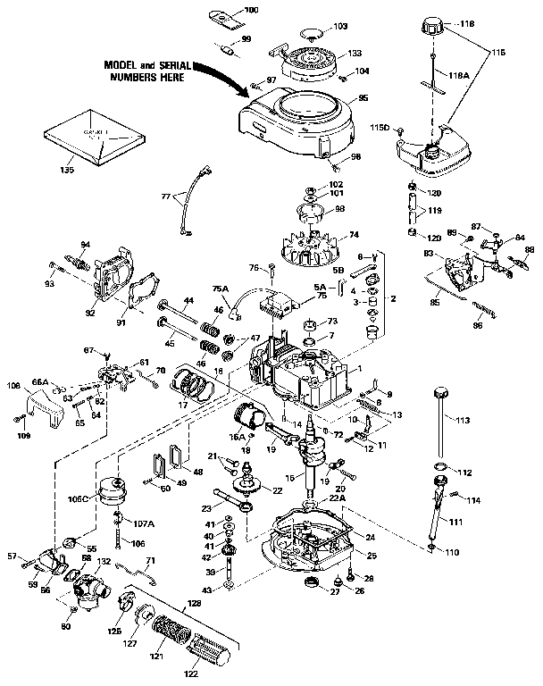 Replacement Parts Diagram and Parts List for 143394062  Craftsman Engine
