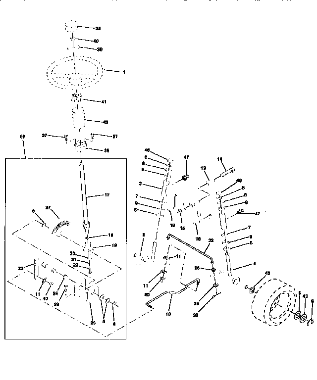 Steering Assembly Diagram and Parts List for 917256460  Craftsman Lawn Tractor