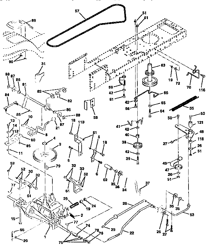 Drive Diagram and Parts List for 917259540  Craftsman Lawn Tractor