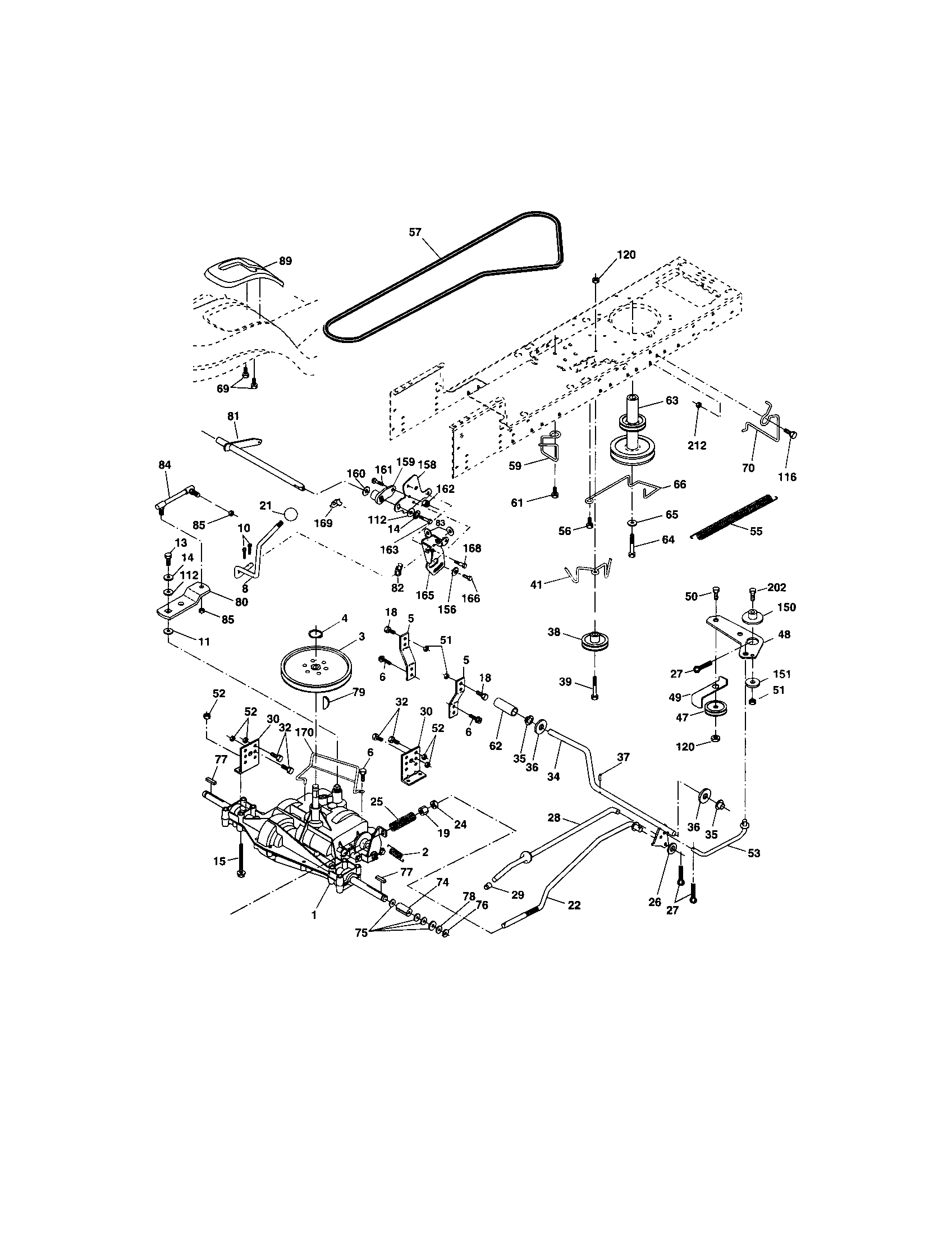 Ground Drive Diagram and Parts List for 917273395  Craftsman Lawn Tractor