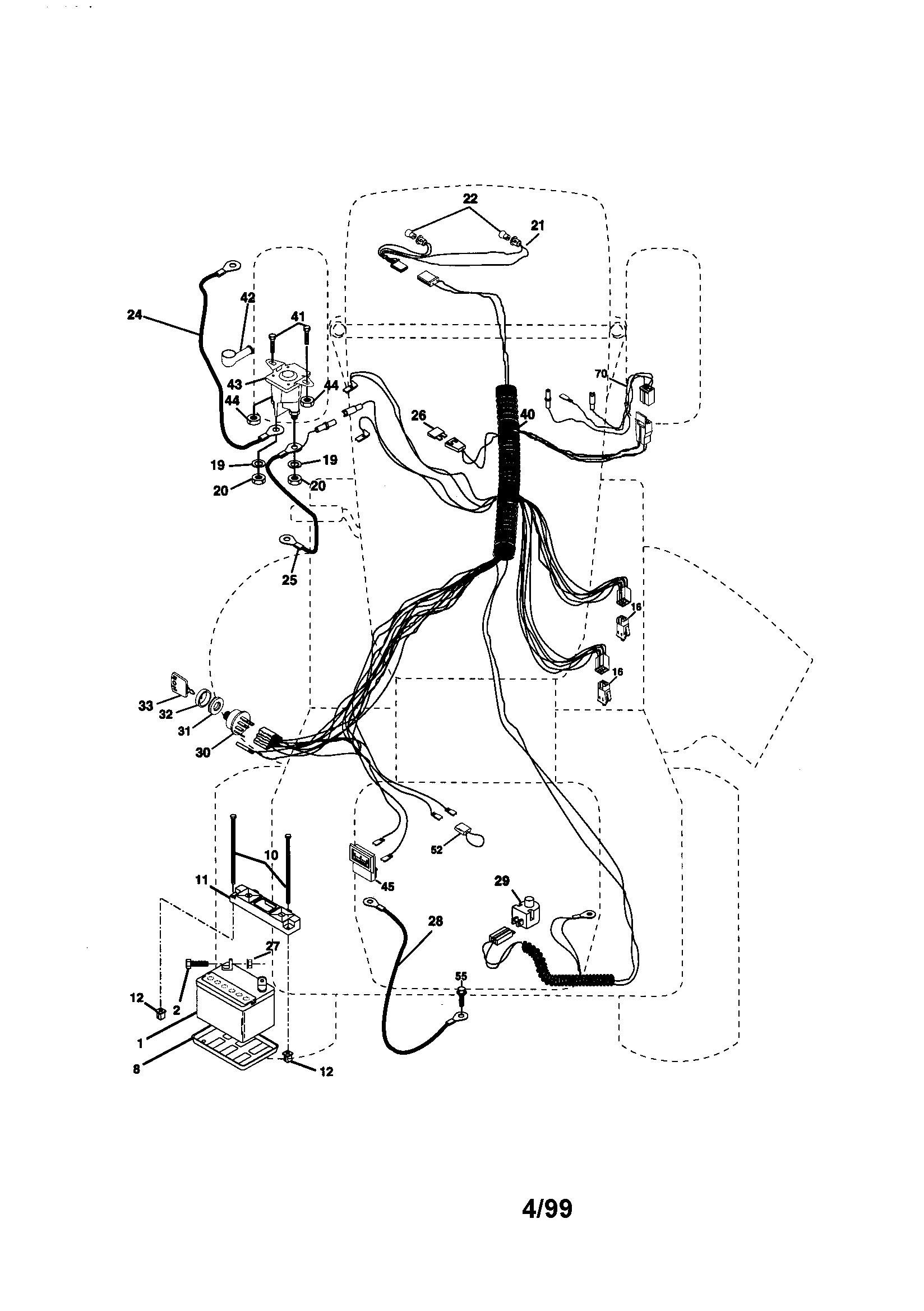 Electrical Diagram and Parts List for 917270813  Craftsman Lawn Tractor