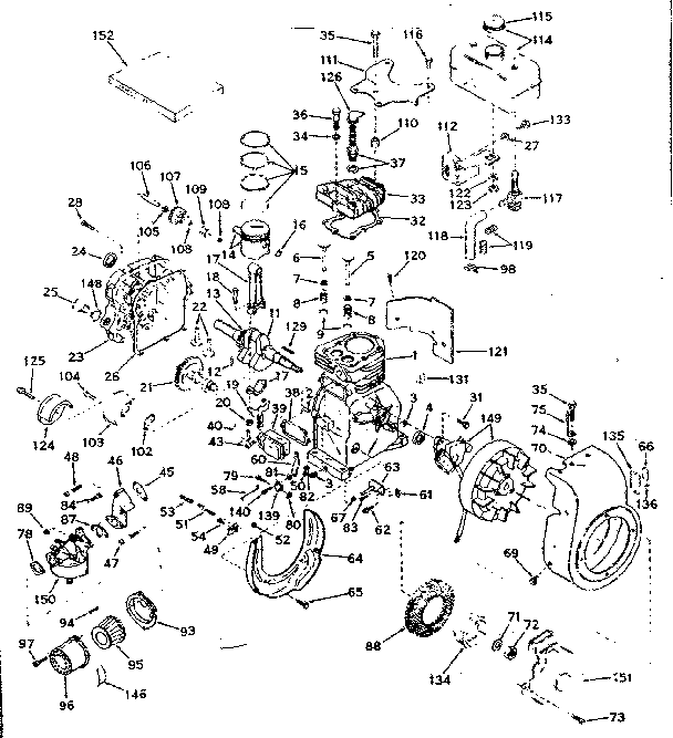Basic Engine Diagram and Parts List for 143614072  Craftsman Engine