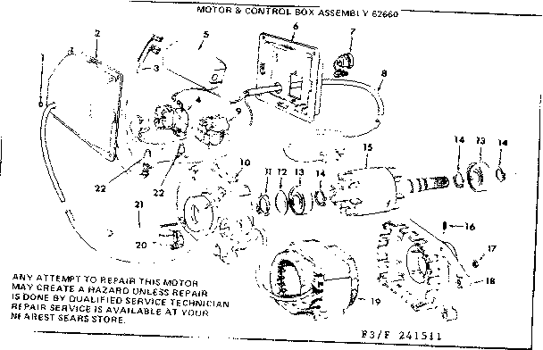 2-inch Motorized Table Saw/motor & Control Bx Diagram and Parts List for 22237  Craftsman Table Saw