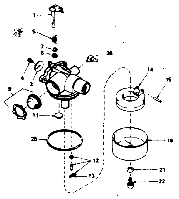 Carburetor Diagram and Parts List for 143354182  Craftsman Engine