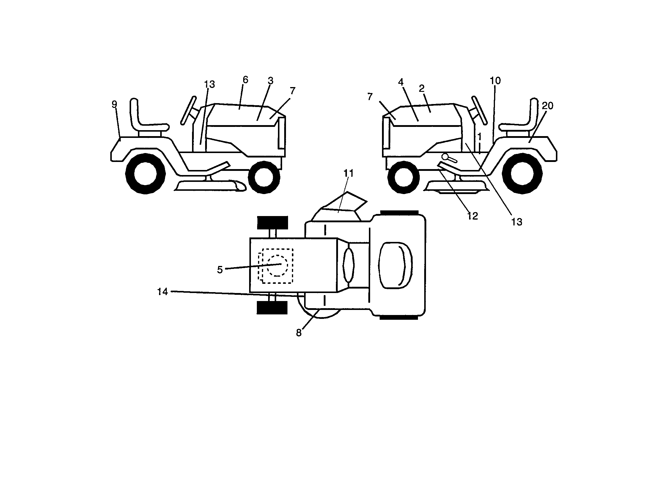 Decals Diagram and Parts List for 917271635  Craftsman Lawn Tractor