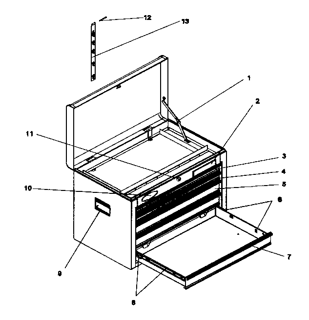 Chest Diagram and Parts List for 706620260  Craftsman Tool Stand & Cart