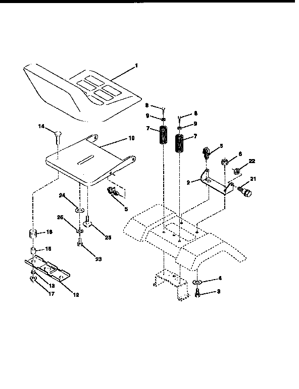 Seat Assembly Diagram and Parts List for 917258502  Craftsman Lawn Tractor