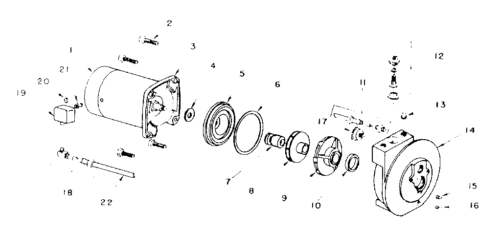 Motor And Pump Assembly Diagram and Parts List for 39025162  Craftsman Water Pump