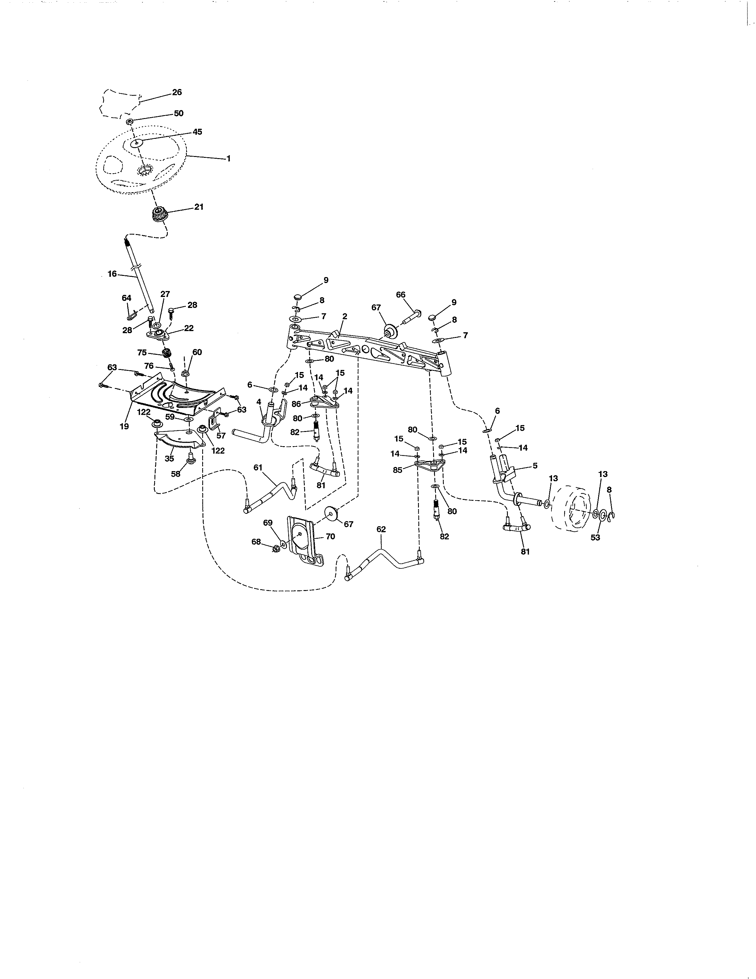Steering Diagram and Parts List for 917204041  Craftsman Lawn Tractor