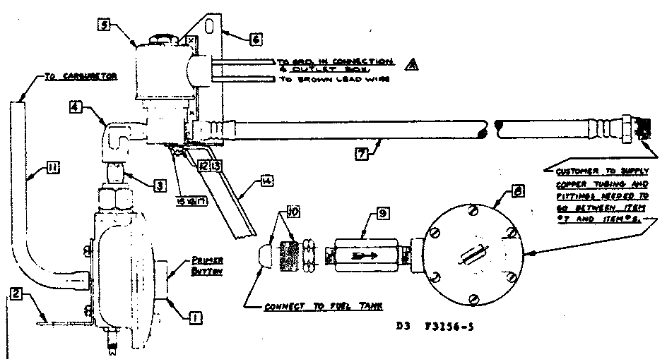 Fuel Solenoid Assembly Diagram and Parts List for 5803156-5  Craftsman Engine