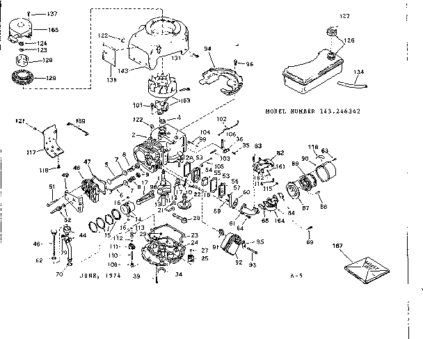 Replacement Parts Diagram and Parts List for 143246342  Craftsman Engine
