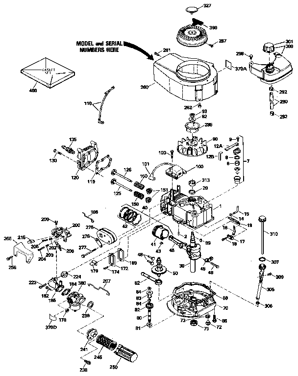 Replacement Parts Diagram and Parts List for 143424542  Craftsman Engine