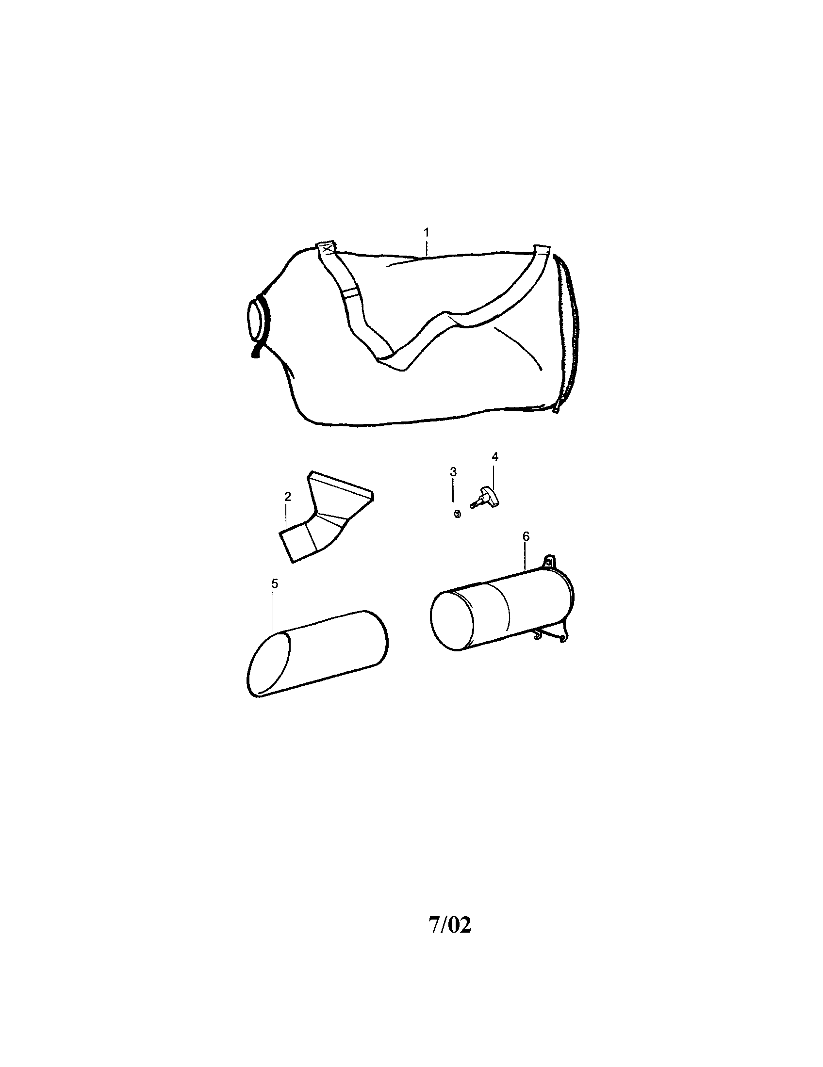 Vacuum Attachment Accessory Kit Diagram and Parts List for 358799600  Craftsman Leaf Blower / Vacuum