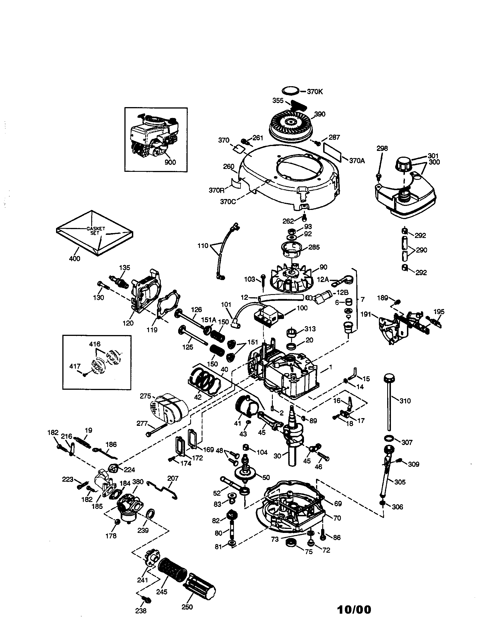Engine Diagram and Parts List for 143006206  Craftsman Engine