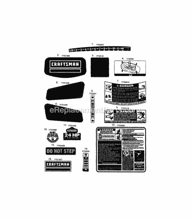 Page X Diagram and Parts List for PYT9000  Craftsman Lawn Tractor
