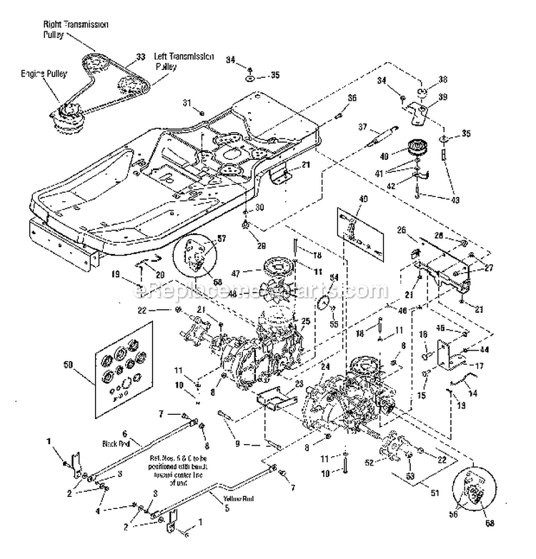 Transmission Diagram and Parts List for ZTS7500  Craftsman Lawn Mower