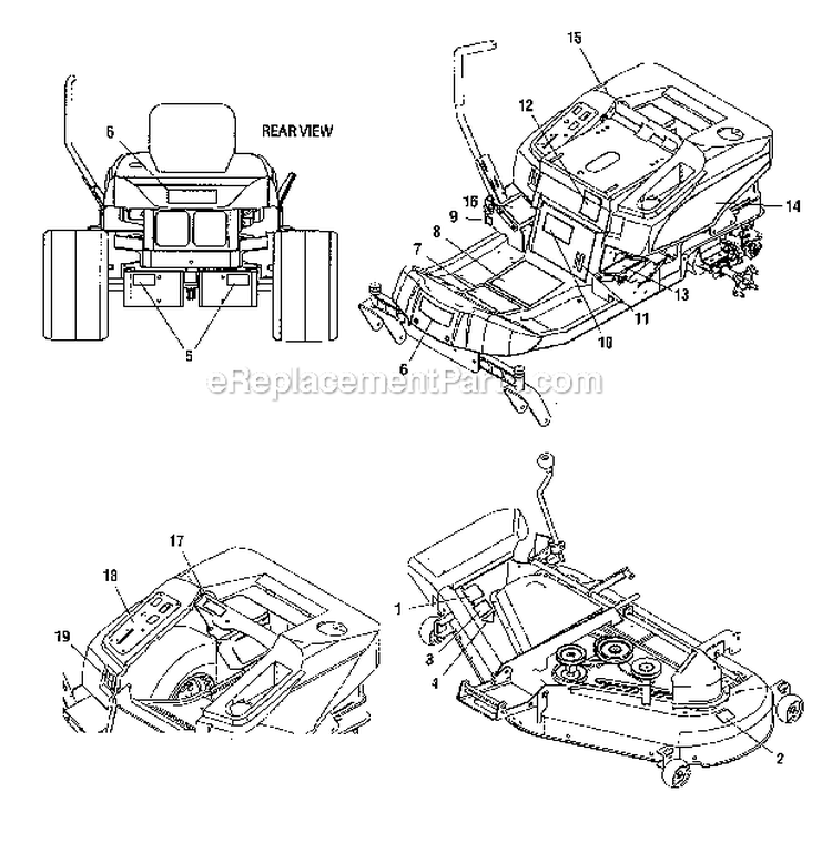 Decals Diagram and Parts List for ZTS7500  Craftsman Lawn Mower