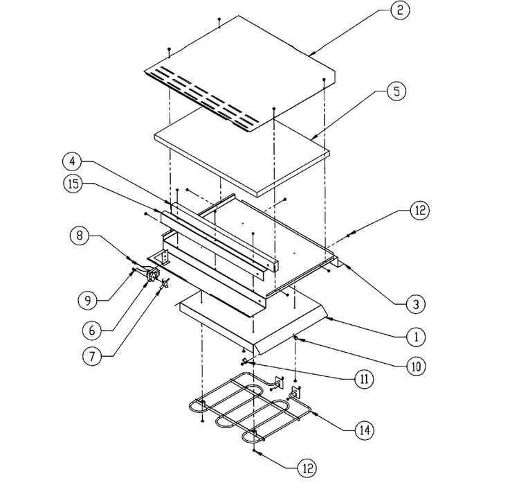 Top Can Assy Diagram and Parts List for PW30  Dacor Warming Drawer