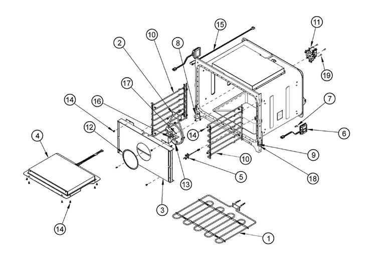 Oven Cell Parts Diagram and Parts List for RO130FS  Dacor Wall Oven