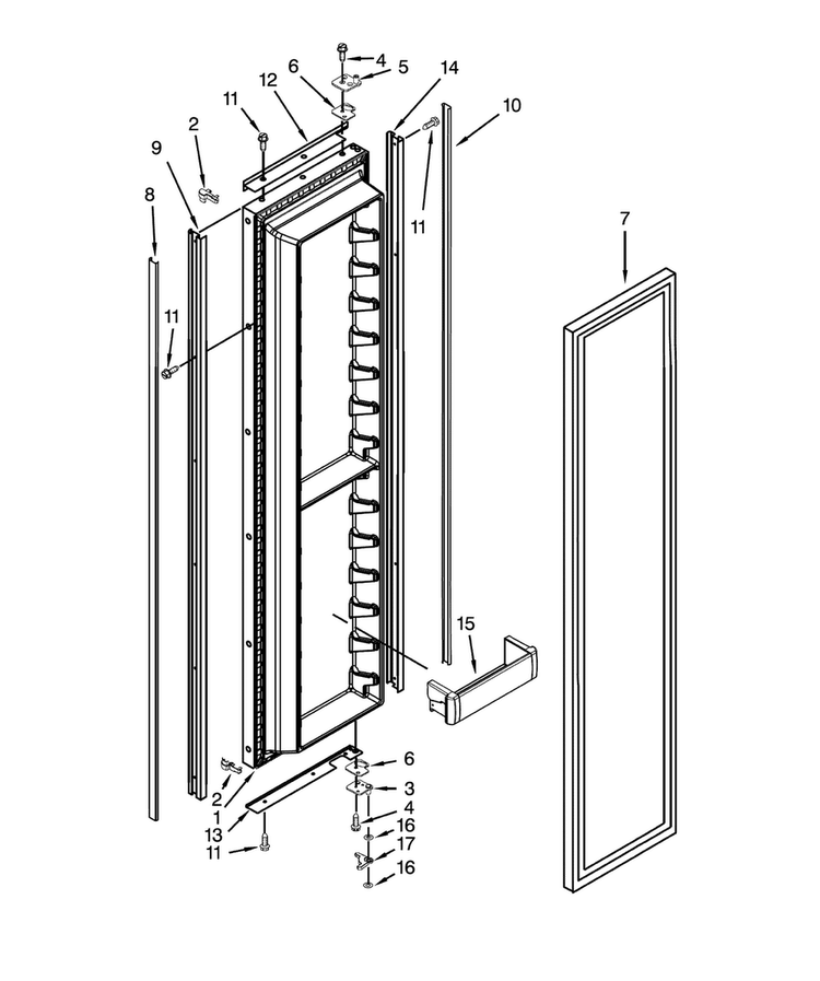 Fre Door Parts Diagram and Parts List for DYF48BNDI00  Dacor Refrigerator