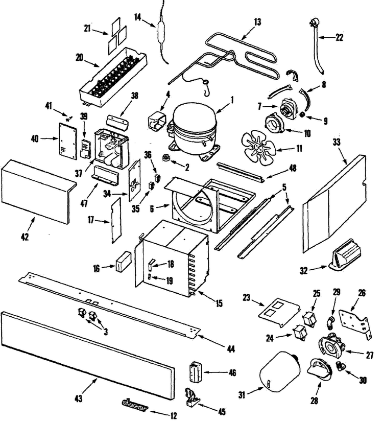 Compressor Diagram and Parts List for EF48BDCBSS  Dacor Refrigerator