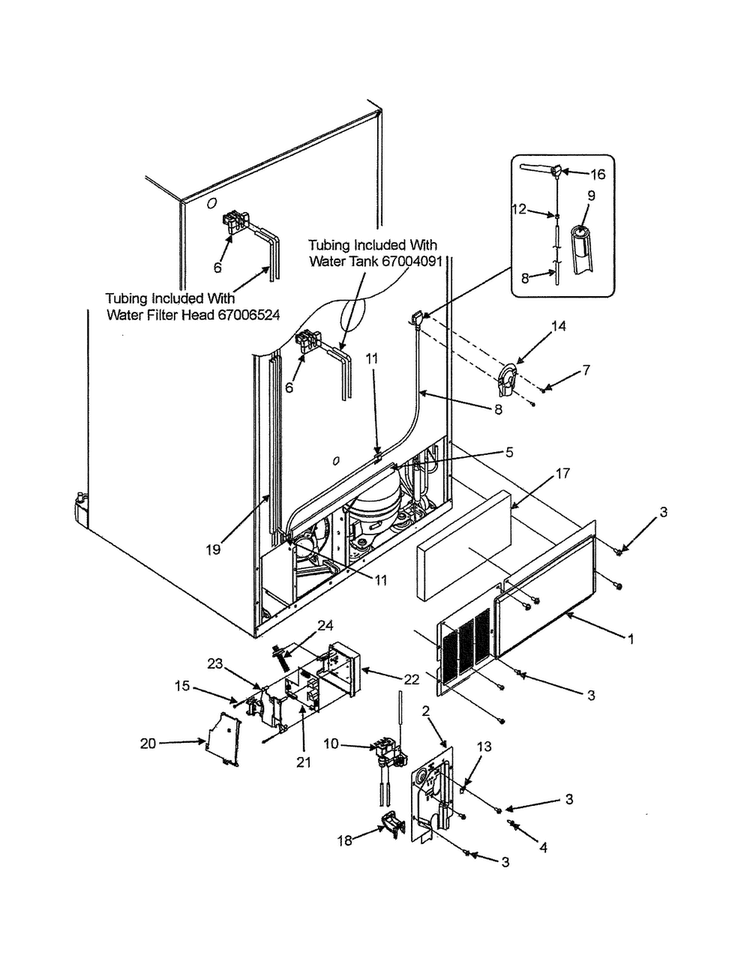 Cabinet Back Diagram and Parts List for EF36BNDFSS  Dacor Refrigerator