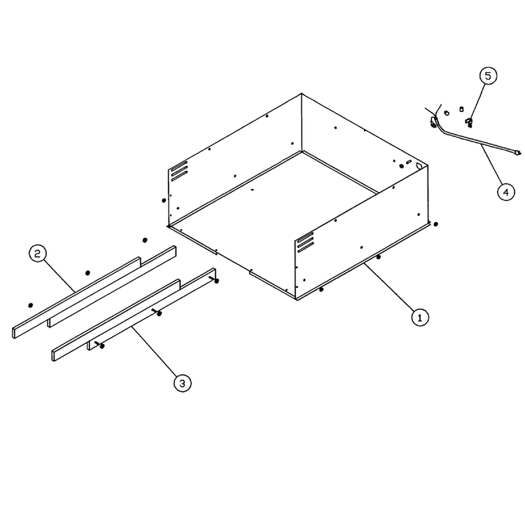 Chassis Bottom Diagram and Parts List for PWO24  Dacor Warming Drawer