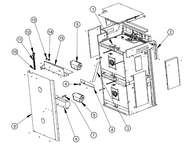 Rear Chassis Diagram and Parts List for RO230FS  Dacor Wall Oven