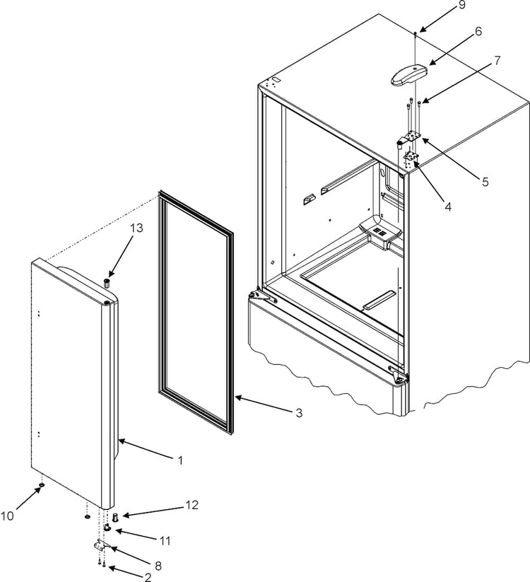 Right Refrigerator Door Diagram and Parts List for EF36BNDFSS  Dacor Refrigerator