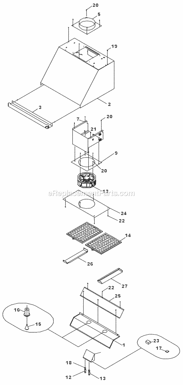 Page A Diagram and Parts List for EHD30  Dacor Range Hood