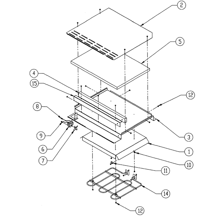 Top Can Assy Diagram and Parts List for MW27  Dacor Warming Drawer