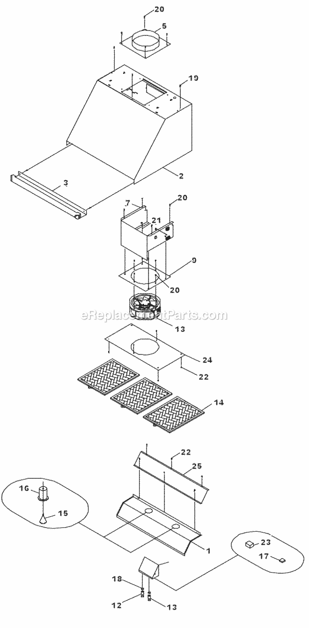 Page A Diagram and Parts List for EHD36  Dacor Range Hood