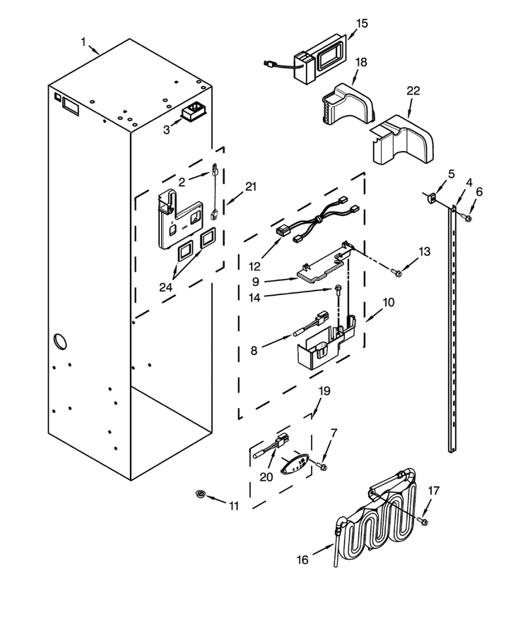 Liner Parts Diagram and Parts List for DYF42BIWS00  Dacor Refrigerator