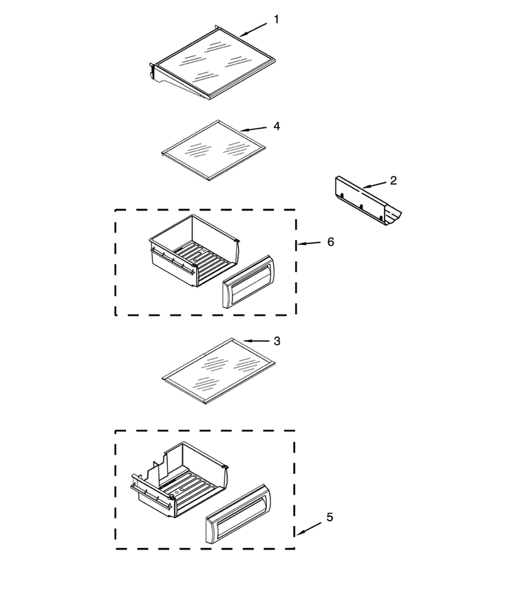 Ref Shelf Parts Diagram and Parts List for DYF48BNDI00  Dacor Refrigerator