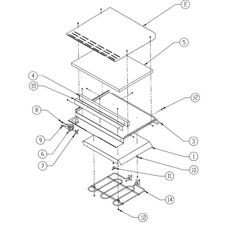 Top Can Assy Diagram and Parts List for EW30  Dacor Warming Drawer