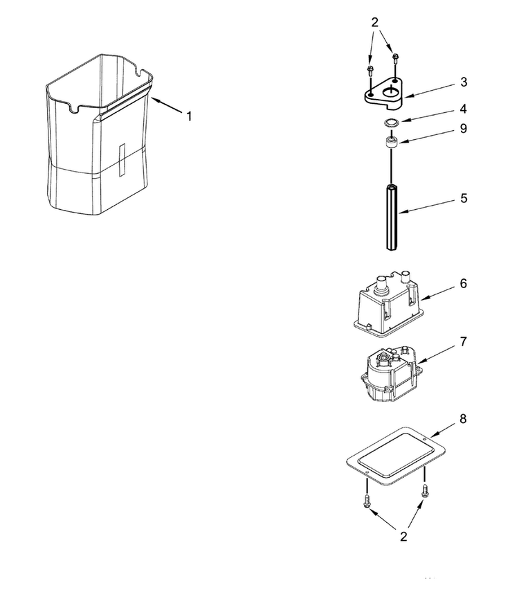 Motor & Ice Container Diagram and Parts List for DYF42BIWS00  Dacor Refrigerator