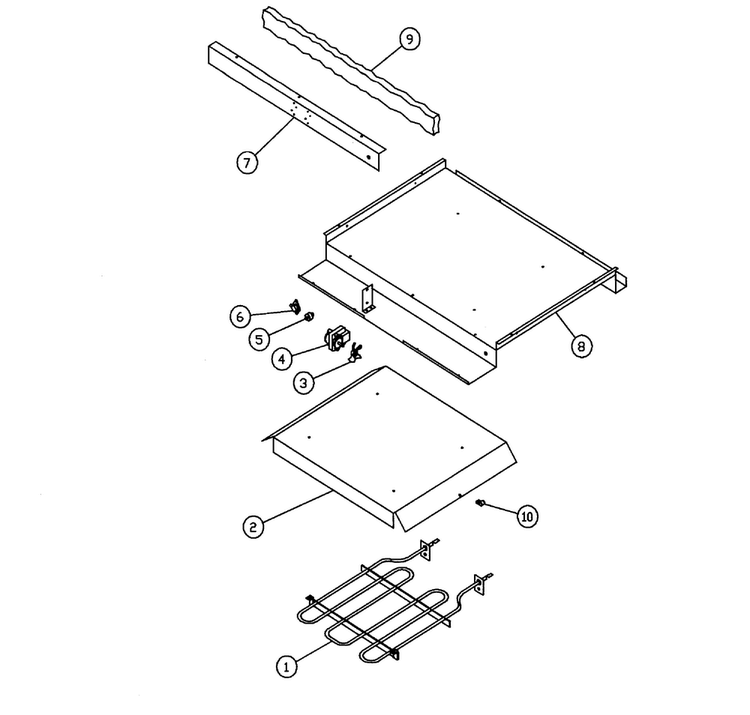 Chassis Top Diagram and Parts List for PWO24  Dacor Warming Drawer