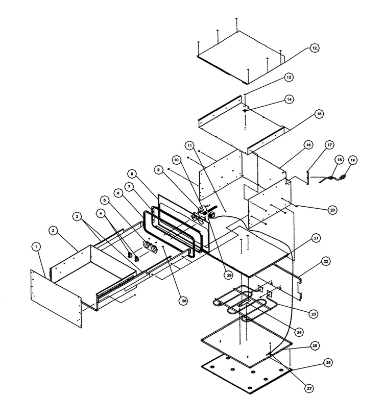 Warming Drawer Diagram and Parts List for IOWO  Dacor Warming Drawer