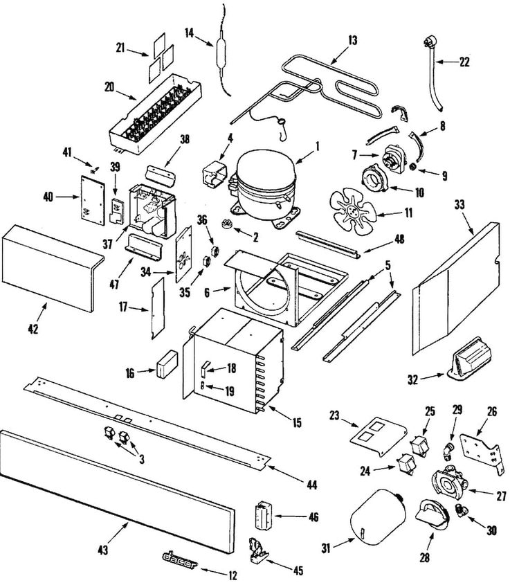 Compressor Diagram and Parts List for EF48BNDBSS  Dacor Refrigerator