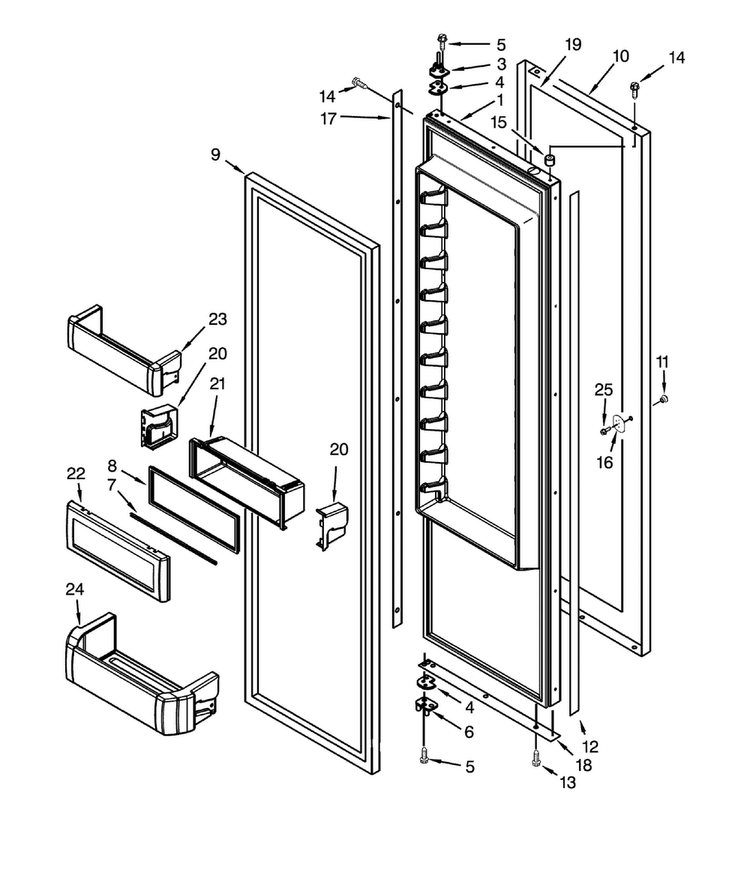 Ref Door Diagram and Parts List for DYF42BIWS00  Dacor Refrigerator
