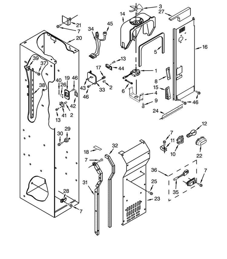 Liner & Air Flow Parts Diagram and Parts List for DYF42BIWS00  Dacor Refrigerator