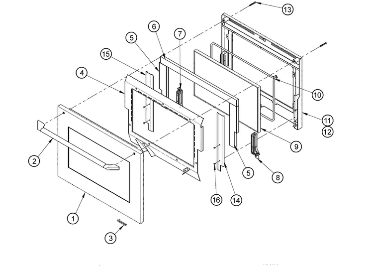 Door Assy Diagram and Parts List for RO130FS  Dacor Wall Oven
